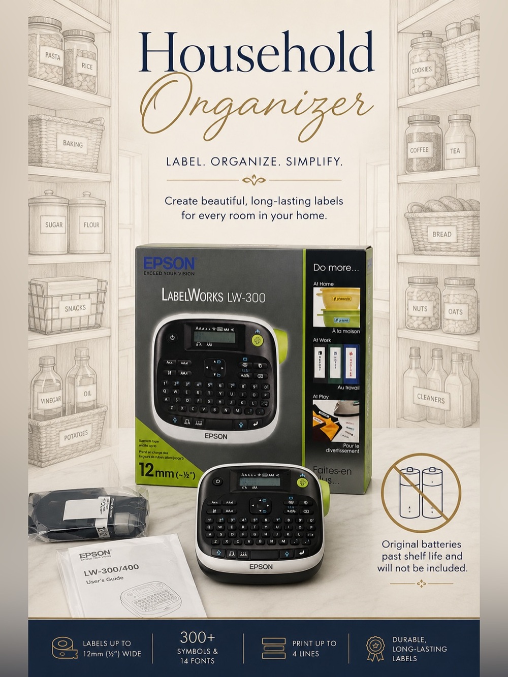 Epson LabelWorks LW-300 Label Maker | 300+ Symbols |Retired Model New in Box